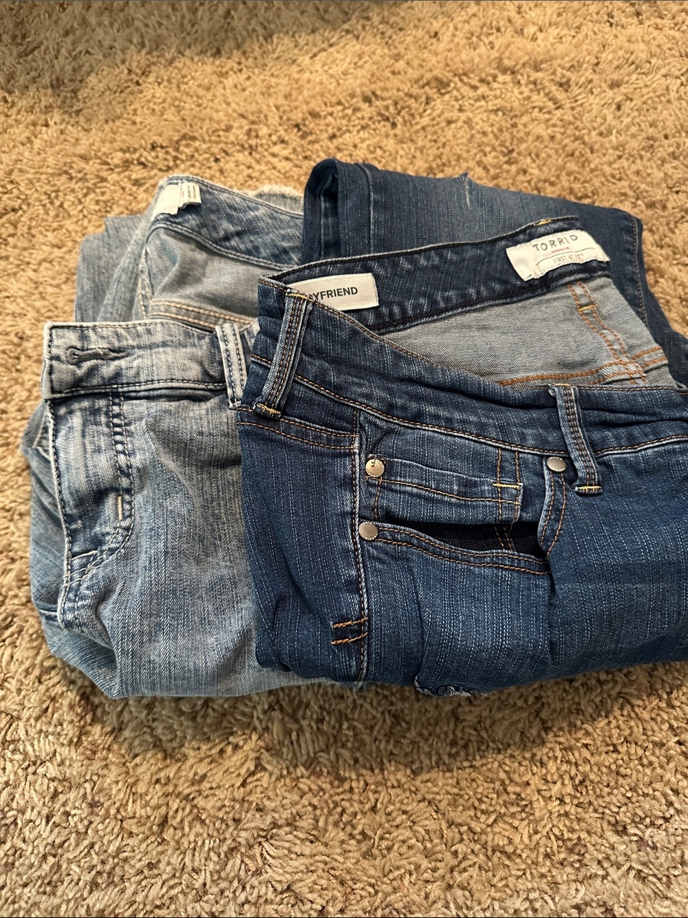 torrid Women’s Boyfriend Jeans - Light and Dark Blue Washes both for one money